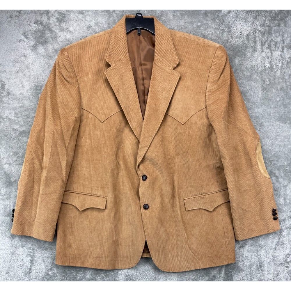VTG Circle S Men's Corduroy Jacket Blazer 50R Tan Brushed‎ Cotton Elbow Patches